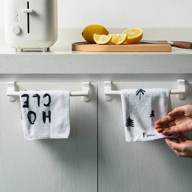 Cabinet Door Towel Bar 23cm – White Over-the-Door Hanging Rack For Kitchen, Bathroom & Utility Room Storage Organizer