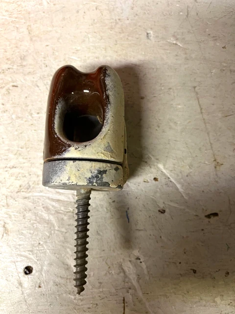 Vintage Brown Ceramic Screw In Power Line Insulators   -Lot Of 2-