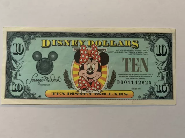 Disney Dollar Minnie Mouse $10 1990 D Series Disney Dollar Minnie Mouse $10 1990 D Series