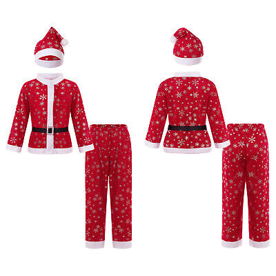 Bambini ragazzi fiocco di neve Natale stampa outfit cintura top pantaloni lunghi abito