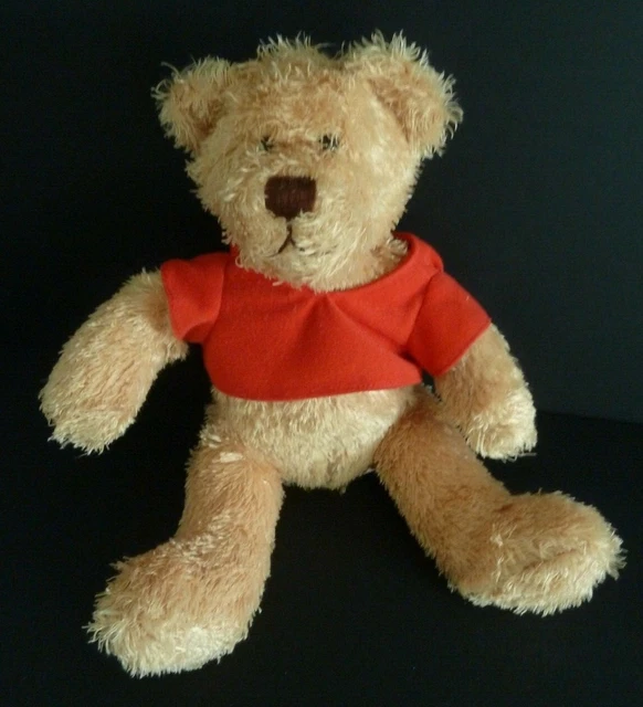 W5. DOUDOU PELUCHE GHR OURS BEIGE PULL ROUGE SONORE bruit de bisous 33cmTTBE