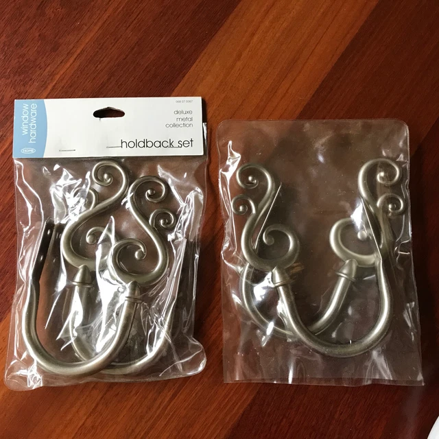 2 Sets HOME Window Hardware HOLDBACK (2 Piece per set) SILVER Color