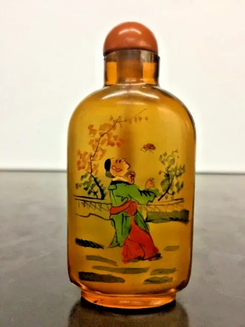 Old Chinese Inside Reverse Glass Painting Snuff Bottle