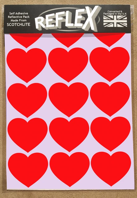 3M Scotchlite Reflective Reflex A5 Sticker Pack Hearts (Black Bike Child Safety)