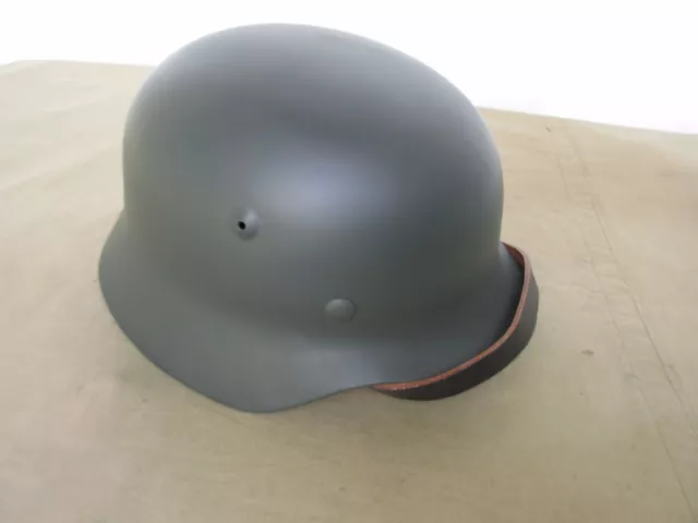 WH Stahlhelm + Kinnriemen M35 Steel Helmet WWII Helmet + Chin Strap Wehrmacht -3