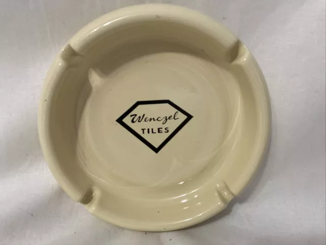 Vintage Wenczel Tile Co Trenton Nj Mid Centuary Advertising Ashtray Yellow 5-1/2
