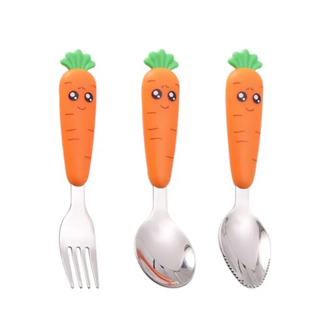 Vajilla para bebés dibujos animados comida tenedor tenedor tenedor para niños pequeños*t~