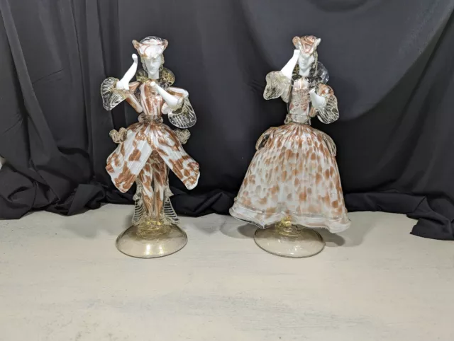 figurine venitienne en verre de murano italie 28cm couple sculpture