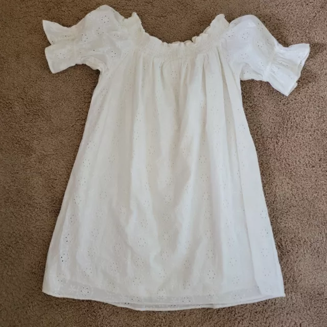 LOGG H&M Sz 10 Womens White off the shoulder Lined Cotton Dress