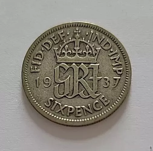 1937 George VI .500 Silver Sixpence Six Pence coin