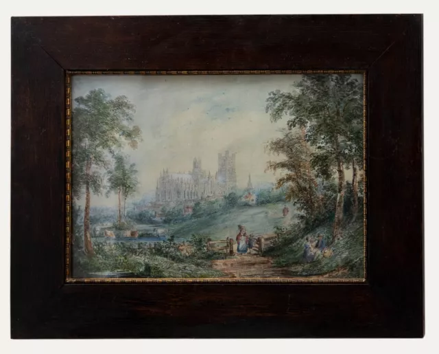 18th Century Watercolour - A View of Ely Cathedral