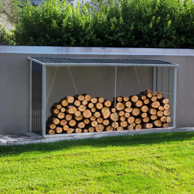Metal Outdoor Log Store Garden Firewood Storage Shed Galvanised Steel Wood Store