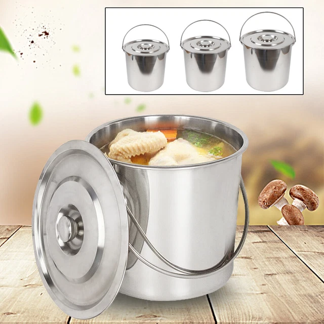 CUBO DE ACERO INOXIDABLE cubo cubo de cocina cubo de basura cubo de comida con tapa de asa