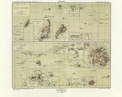 Deutsche Besitzungen im Stillen Ozean Karolinen Nomoi Ponape Kolonialatlas 106