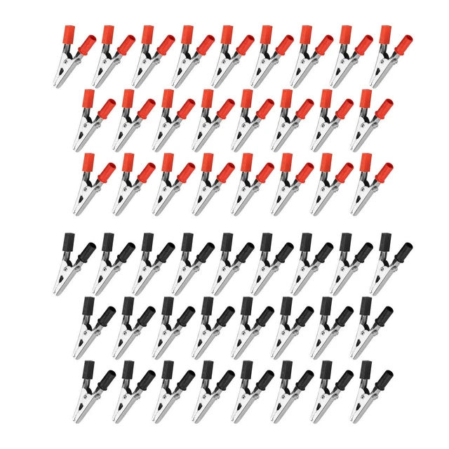 Alligator Clips 10-Pack 20A Insulated – 5 Red & 5 Black, Electrical Test Clamps For Circuits, Battery Charging 20A Electrical Clamps