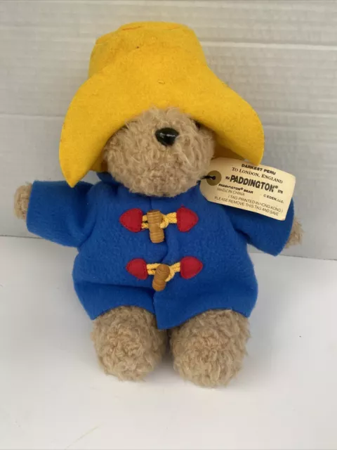 RARE Classic Paddington Bear Eden 8” Curly Plush w/ Tags Style 32808 Yellow Hat