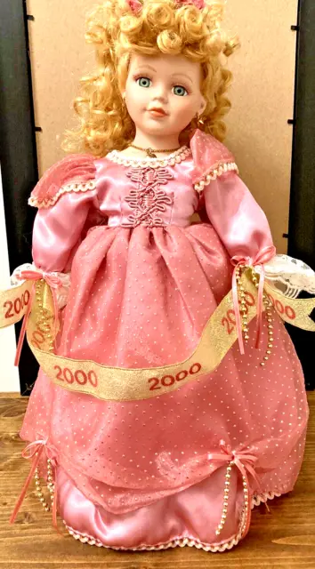 Heritage Signature Collection 2000 Millennium Porcelain Doll Crystal with Stand