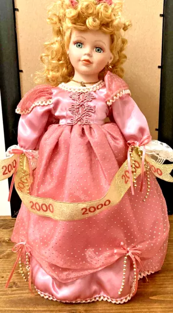 Heritage Signature Collection 2000 Millennium Porcelain Doll Crystal with Stand
