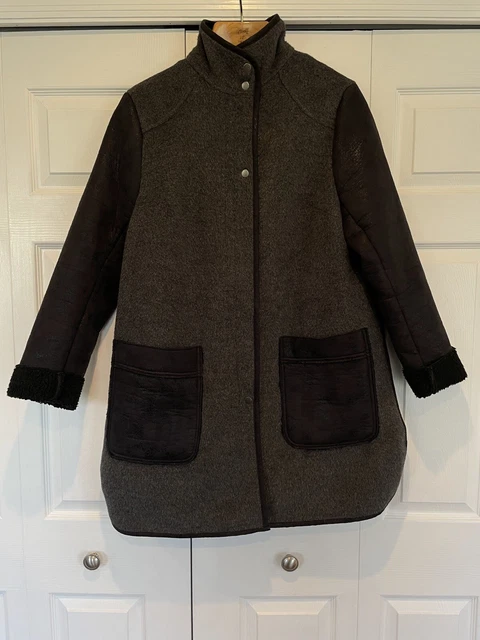 ASOS Curve Coat Size 18 Black Gray Lined 3/4 Length Women's