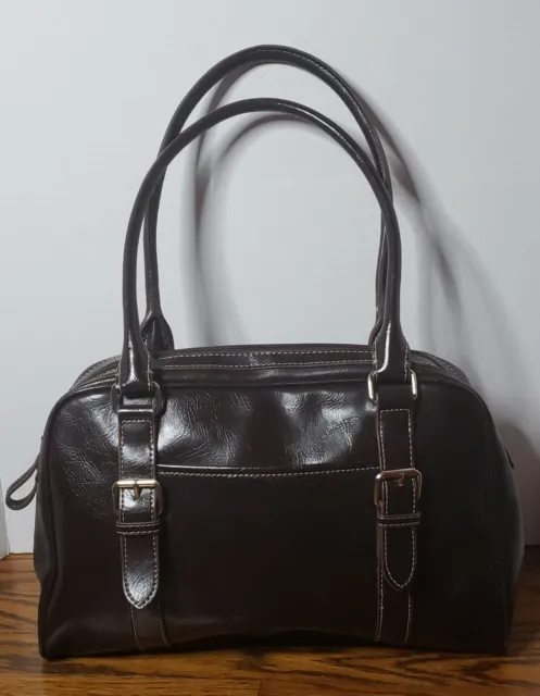 Nine & Co by Nine West Shoulder Bag Dark Brown Vegan Faux Leather Handbag Purse