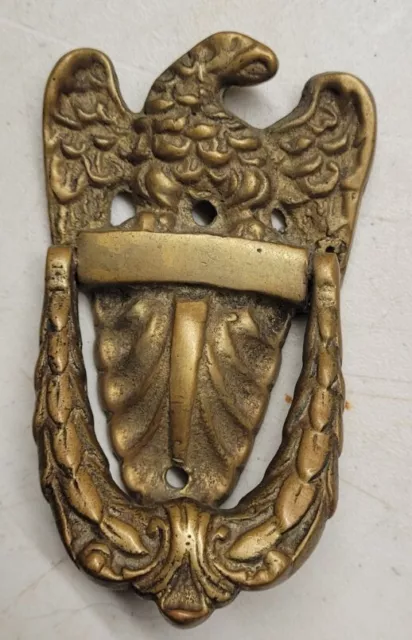 Antique EAGLE Door Knocker VICTORIAN Design Solid Brass Original Patina Ca 1900