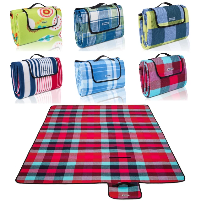 Wasserdicke Picknick-Matte übergroß – 203,2 X ? Cm, Verdickt, Tragbar | Für Strand, Camping, Festival, Garten (Gelb/Blau/Weiß)
