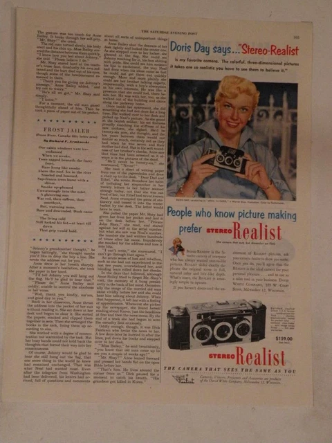 Anuncio de revista* - 1953 - cámara estéreo realista - Doris Day