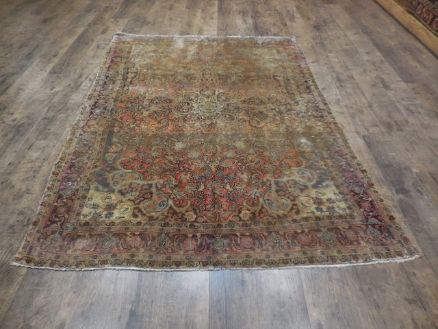 VINTAGE TURKISH HAND MADE GEOMETRIC ANATOLIAN VILLAGE MADE RUG 4.9x6.10 Ft
