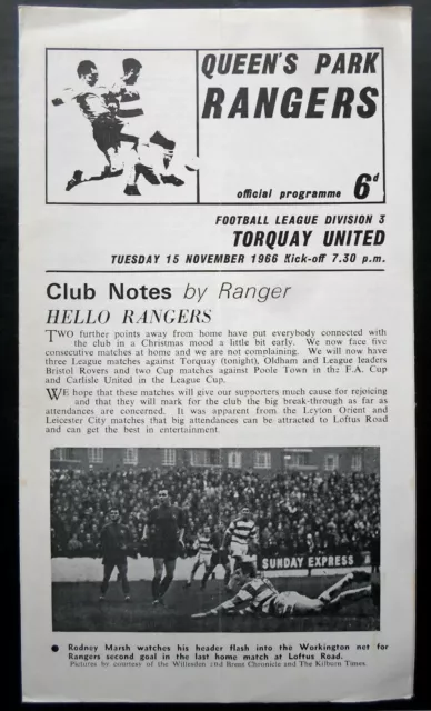 Queens Park Rangers v Torquay United   15-11-1966