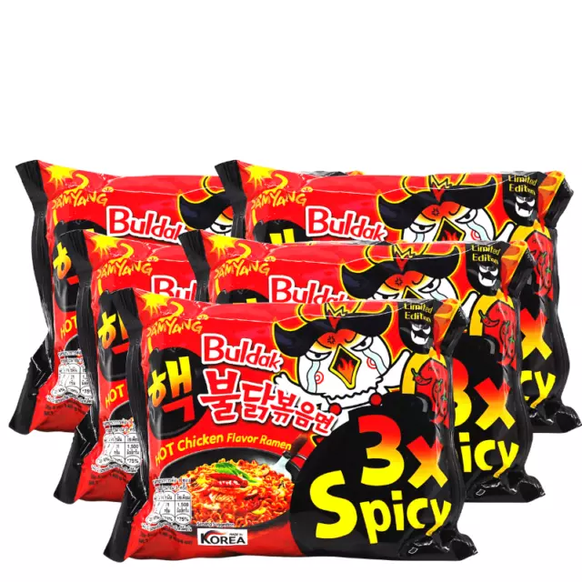 5X Samyang Nuclear Hot Spicy Korean Ramen Noodle Buldak 3X Spicy