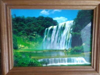 Vintage Motion Light-Up Tabletop Desktop Picture Waterfall 9"x 12"