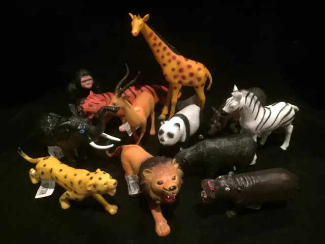 BULK 24 pcs Wild Animal Plastic PVC Kids Toy Figurine Animals (7cm - 16cm ) NEW