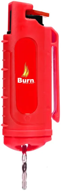 BURN Pepper Spray 1/2oz Molded Keychain Self Defense Safety Lock Red