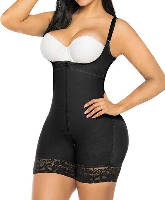 Black Full Body Shaper Butt Lifter Lace Thigh Slimmer Size M UK 12