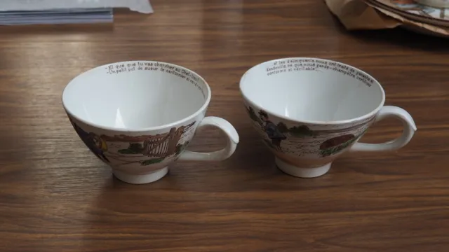 2 tasses à café / thé  parlantes anciennes - Sarreguemines - Grand format