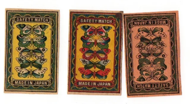 VERY OLD match box labels CHINA or JAPAN patriotic Butterflies #778