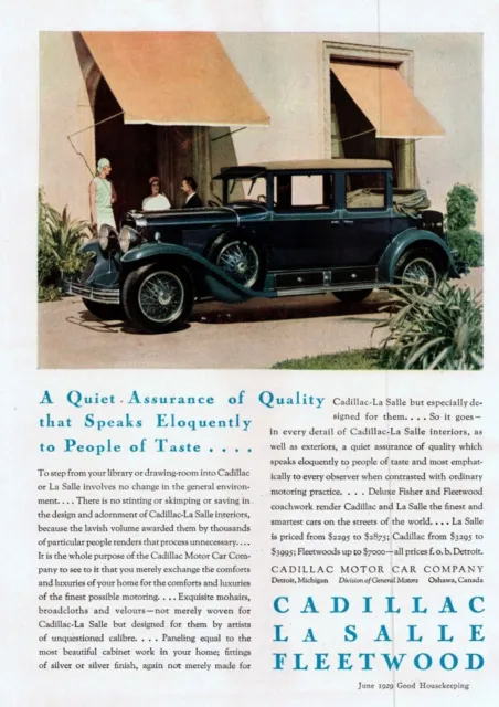1929 Cadillac LaSalle Fleetwood Vintage Print Ad Quality Speaks Eloquently