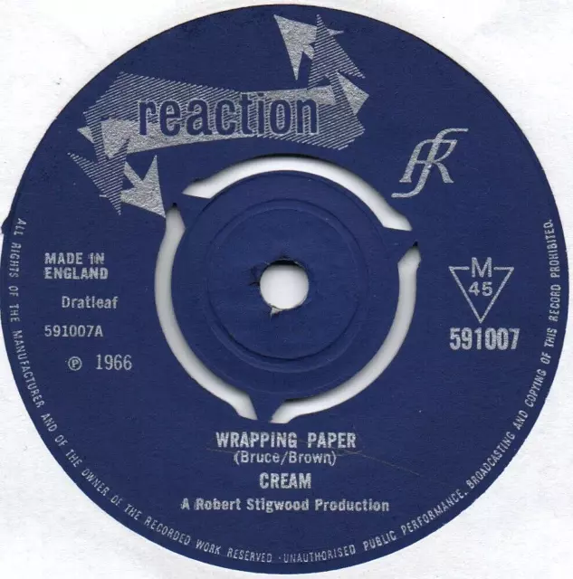 CREAM - WRAPPING PAPER 7" 45 VINYL Rare Original 1966 UK 1st Press Single