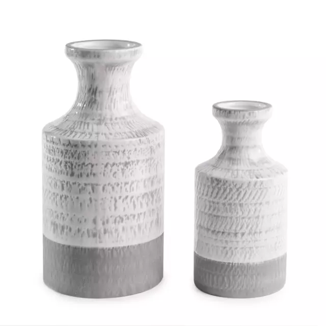 Ceramic Vases - Grey and White Elegant Vase Set of 2 | M&W