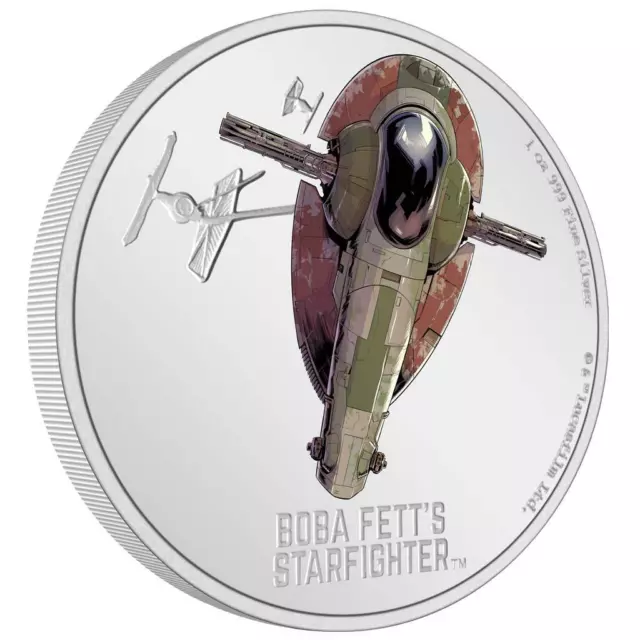 2022 Niue .999 Silver Coin Star Wars Boba Fett's Starfighter 1 Oz (w/Box & COA)