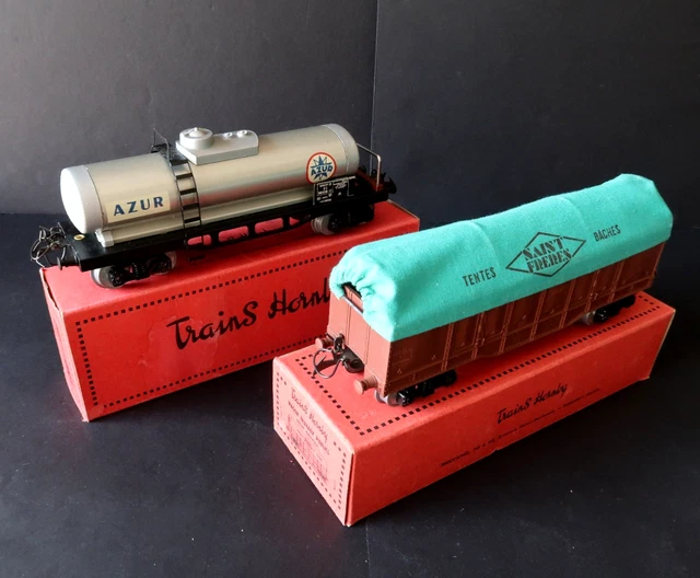 HORNBY & LR O Wagon citerne métal Azur Olazur, Automobiline + aiguillage droit - Modélisme