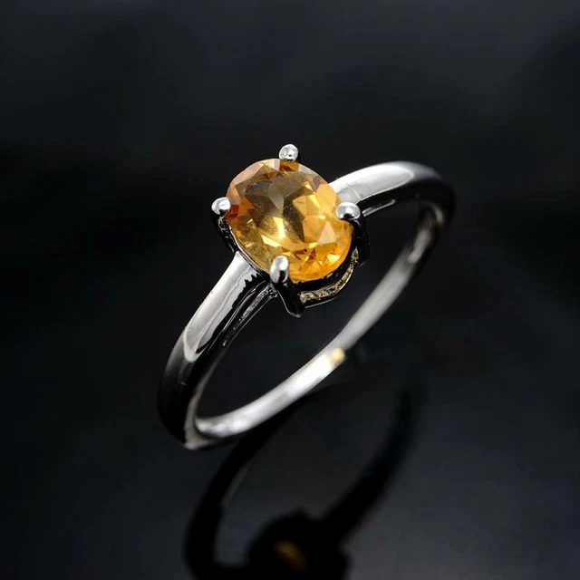 Bague Ancienne En Or 18 Carats Avec Topaze Impérial Orange - Taille 53 - Occasion Style Cocktail