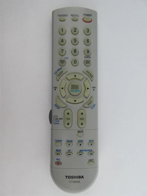 Toshiba CT-90158 TV/CBL/VCR/DVD Combo Remote Control