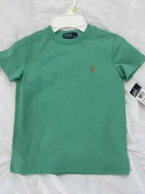 NWT, Boys POLO RALPH LAUREN Short Sleeved T-Shirt. Size 4T Green Orange