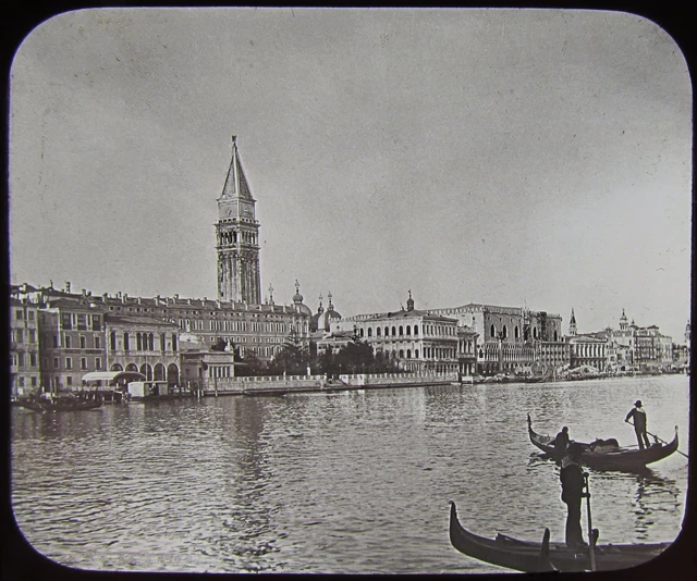 Glass Magic Lantern Slide ST MARKS CAMPANILE C1890 PHOTO ITALY VENEZIA
