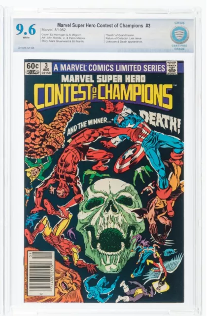 🔥MARVEL SUPER HERO CONTEST OF CHAMPIONS #3 NEWSSTAND CBCS 9.6 Death Grandmaster