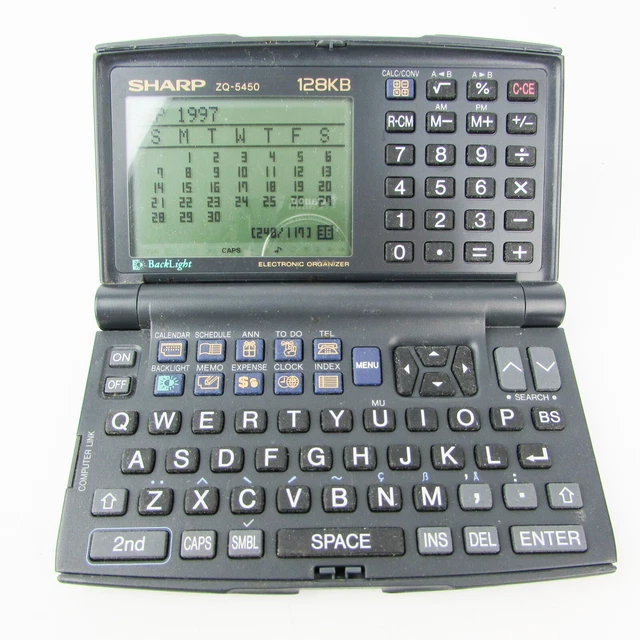 SHARP ZQ-5450 ELECTRONIC PERSONAL ORGANISER 128KB RETRO 90s TECH YUPPIE ORGANIZE