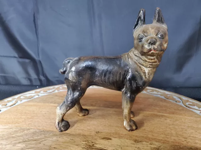 Vintage Door Stop Doorstop Hubley? Dog Cast Iron Boston Terrier Bulldog 8" Tall