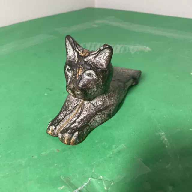 Cast Iron Door Stop Old Vintage Antique Cat Design Decorative Stopper Wedge