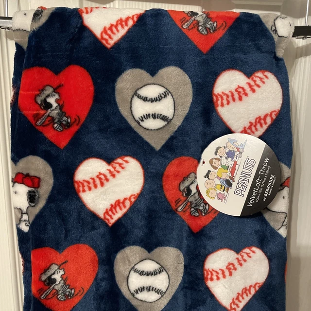 BASEBALL SOFTBALL Plush Throw 50"x70" Blanket Peanuts Snoopy Charlie Brown Lucy